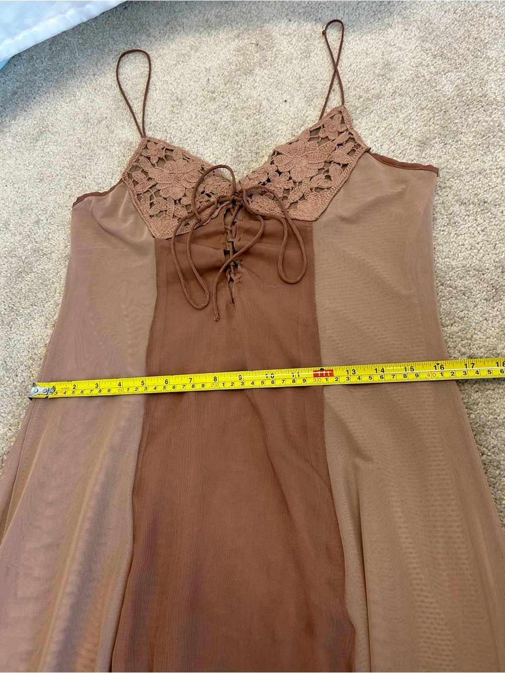 ZARA Lace Bust Sheer Maxi Dress Taupe Brown Size L NWT Resort Beach Boho - Picture 9 of 15